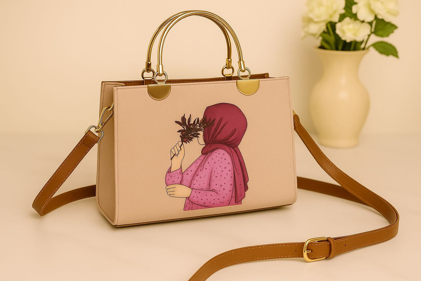 š Stylish Hijab Printed Handbag ā Scent Bags Elegant design meets modern modesty!