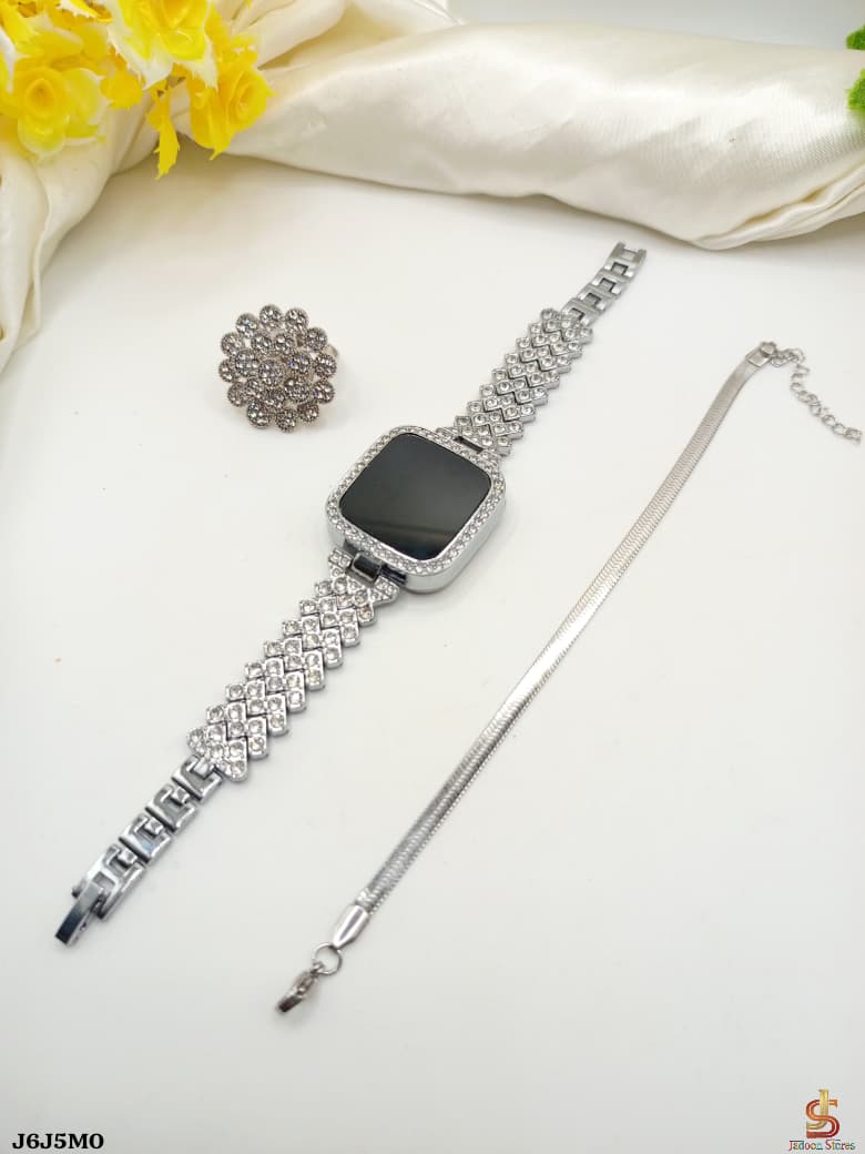 Exclusive Budget Deal๐ฅ๐ฅ *_๐ Fancy Beautifull 3Pc Deal Watch+Bracelet With Ring For Her ๐ฐ๐ผโ๐ฉ๐ผ๐ผ_*