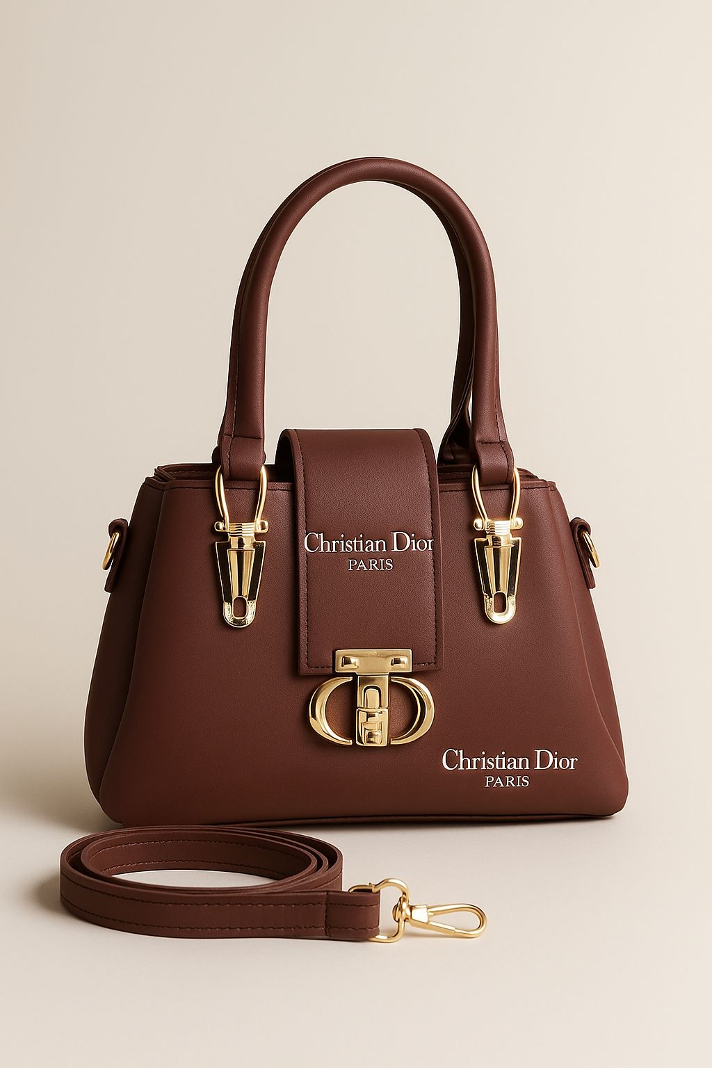 Christian Dior Brown Leather Handbag.
