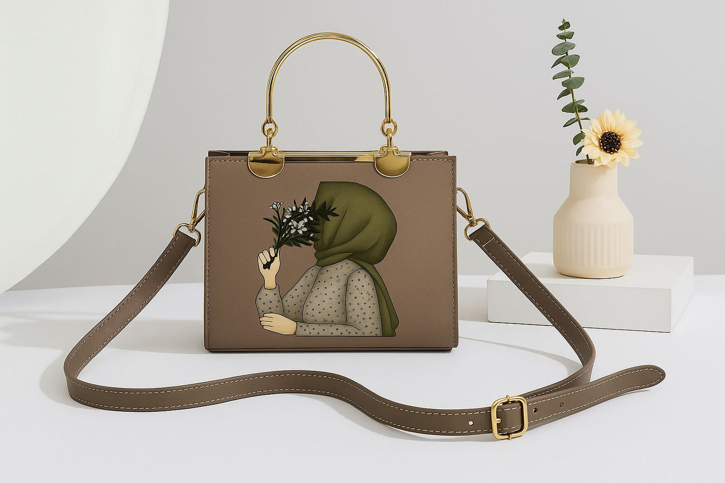 👜 Stylish Hijab Printed Handbag – Scent Bags  Elegant design meets modern modesty!