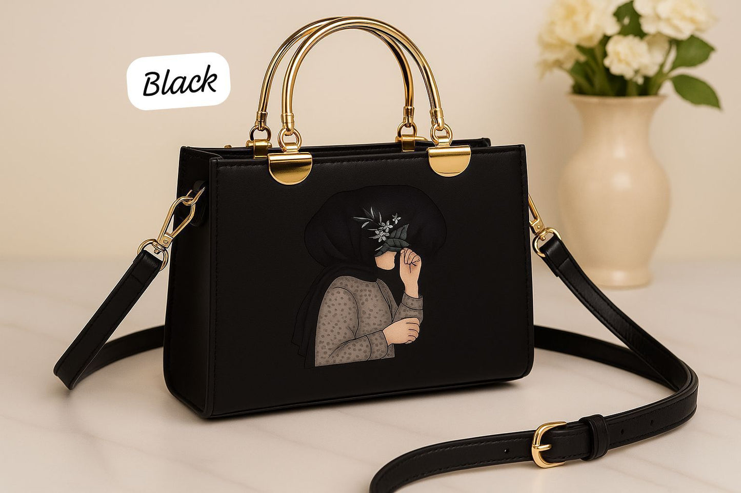 👜 Stylish Hijab Printed Handbag – Scent Bags  Elegant design meets modern modesty!