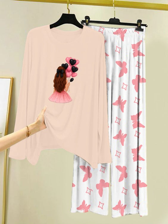 New Printed Night Suit With Trousers For Women.