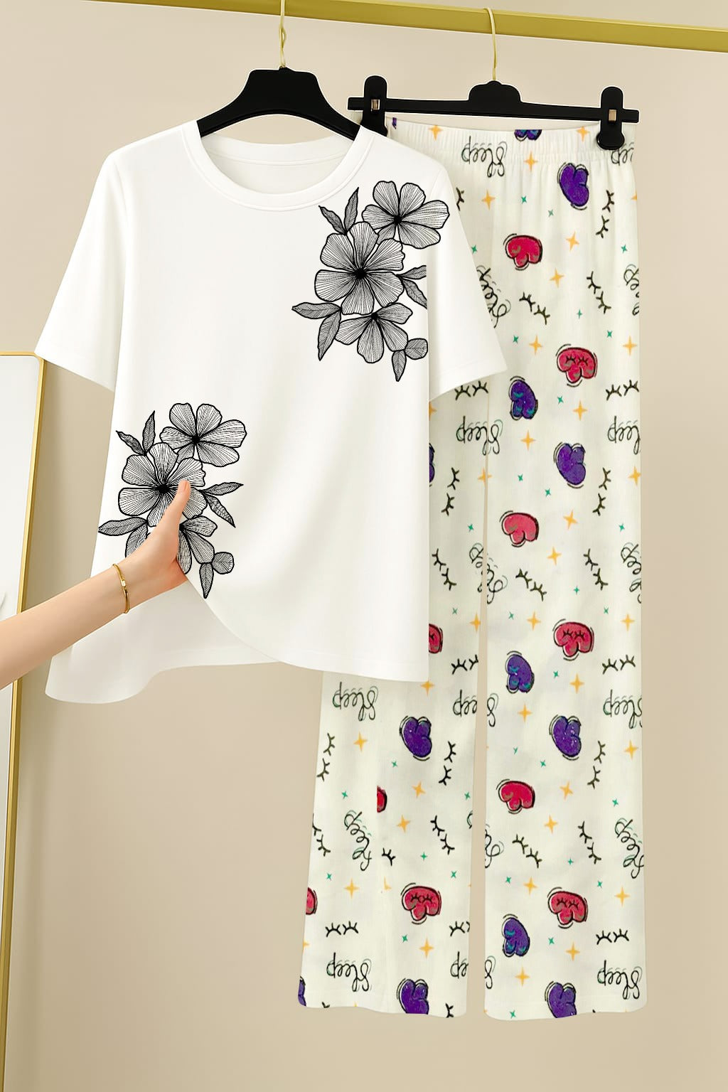 Printed night dress  lounge Wear For Girls and Womens