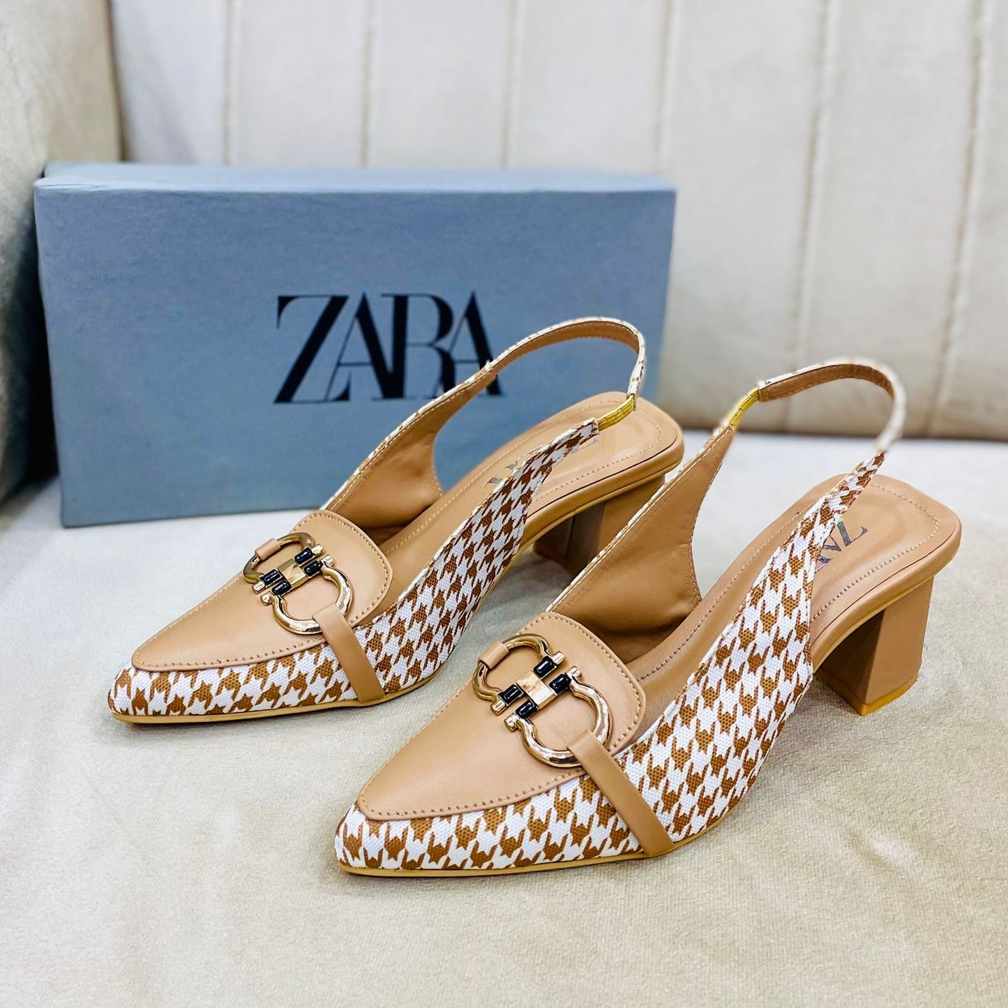 Zara Check Block Heel