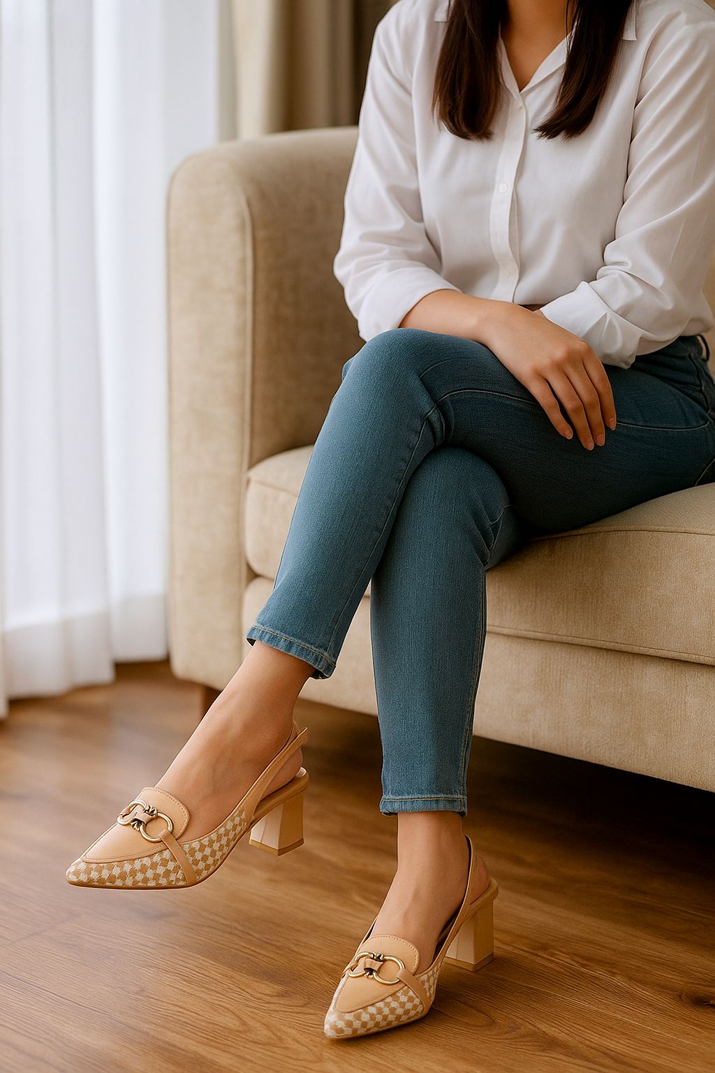 Zara Check Block Heel