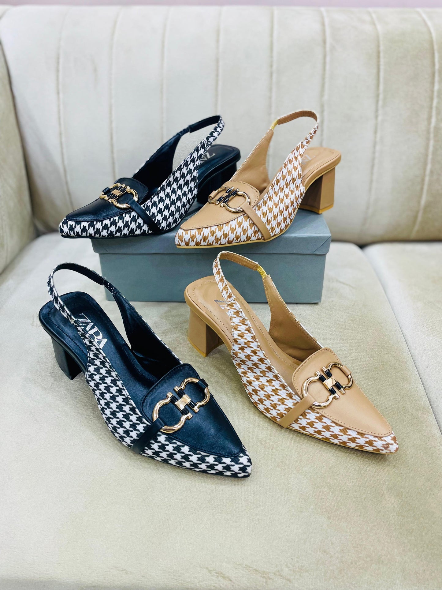 Zara Check Block Heel