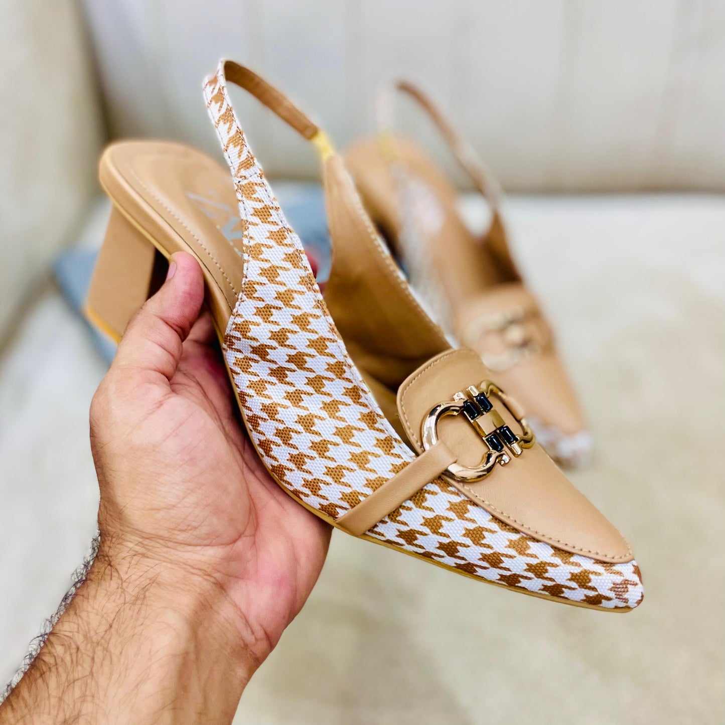 Zara Check Block Heel