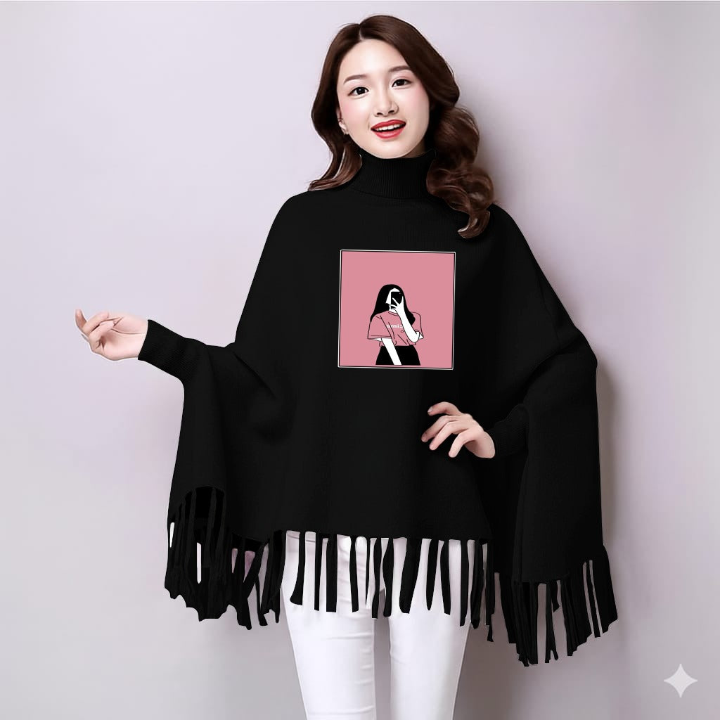 Winter collection🥶🥶  Printed poncho for women