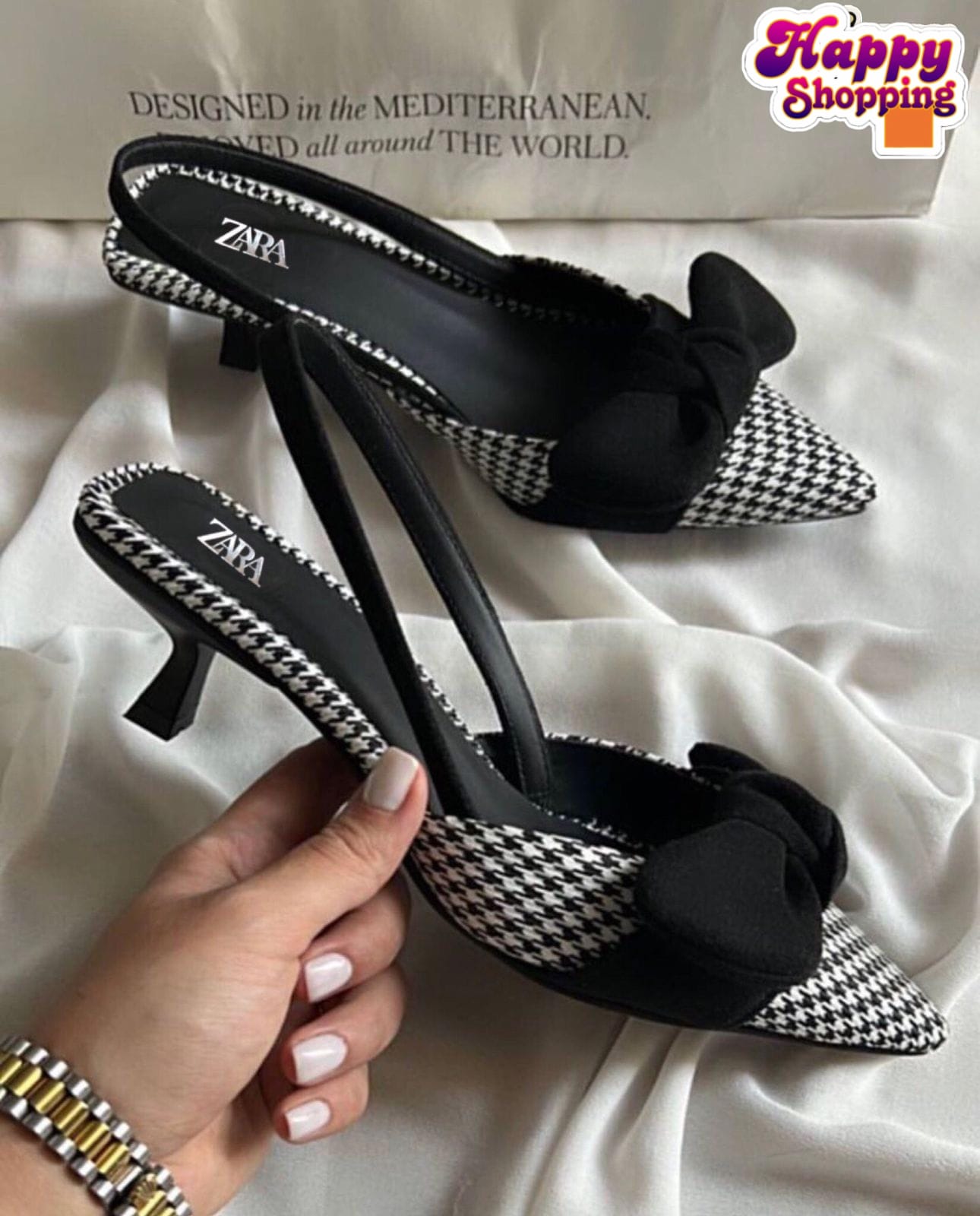 Zara Check Bow Heel 👠