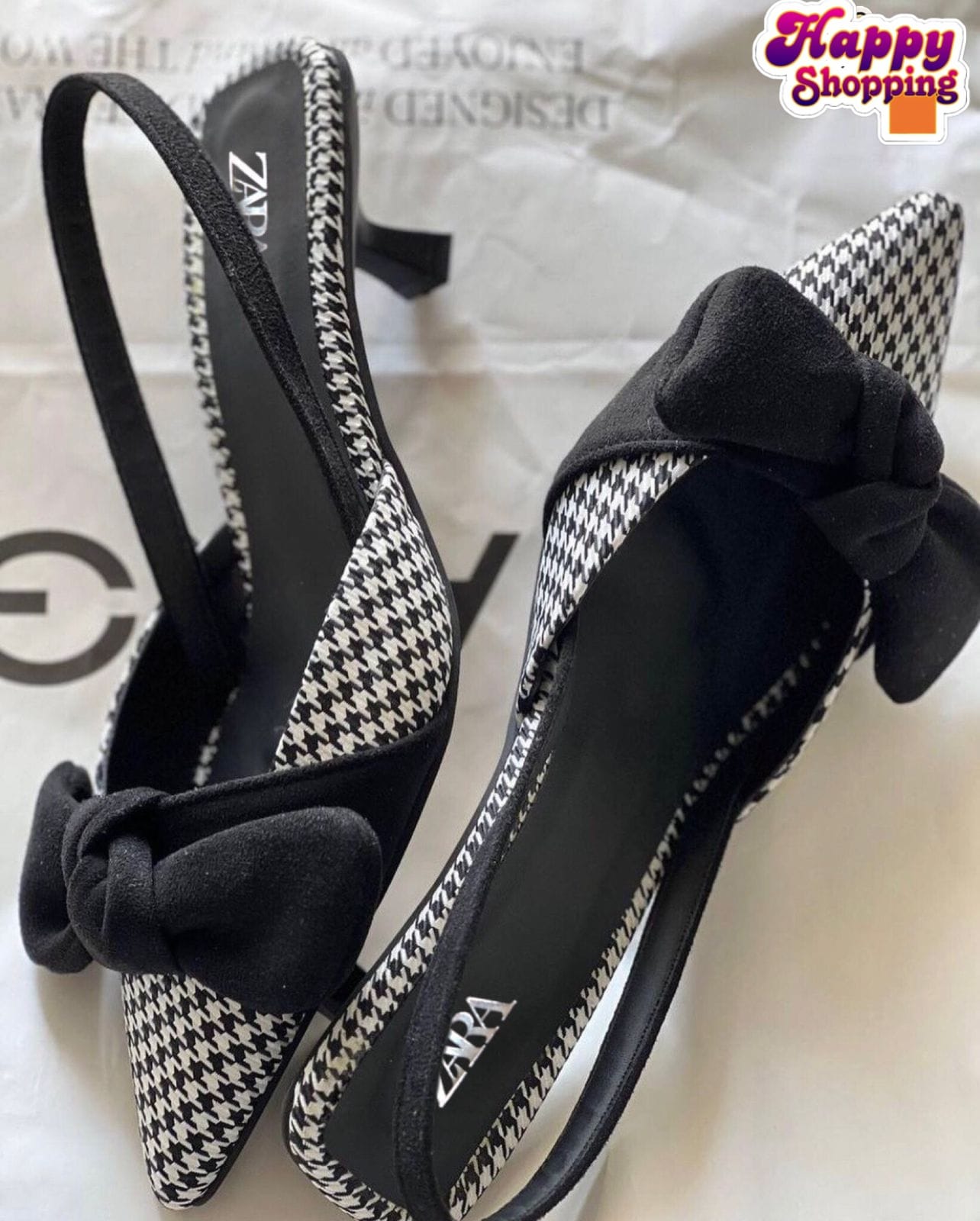 Zara Check Bow Heel 👠