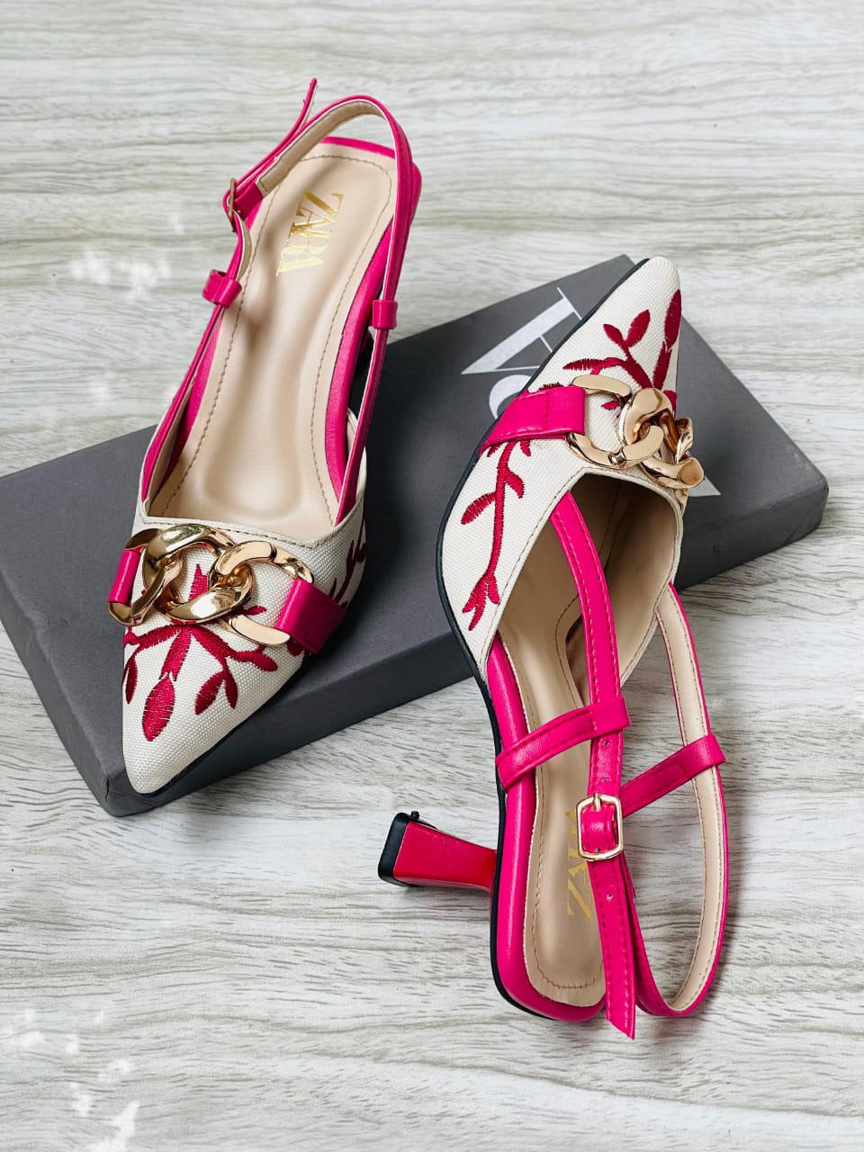 ZARA EMBROIDERED HEELS