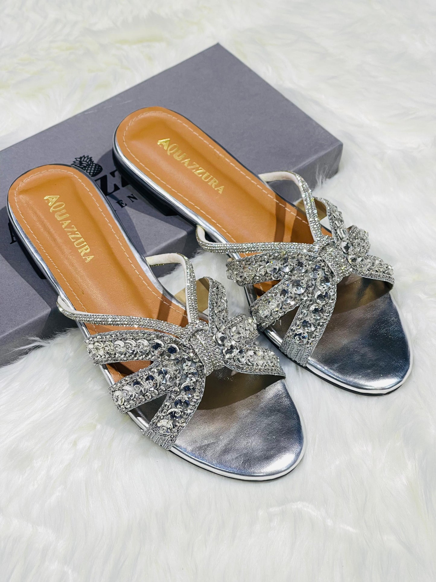 AQUAZZURA EMBROIDERED FLATS