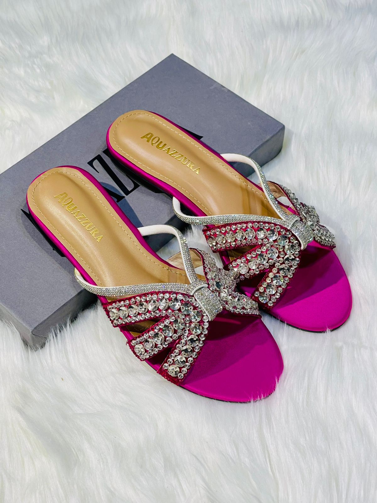 AQUAZZURA EMBROIDERED FLATS