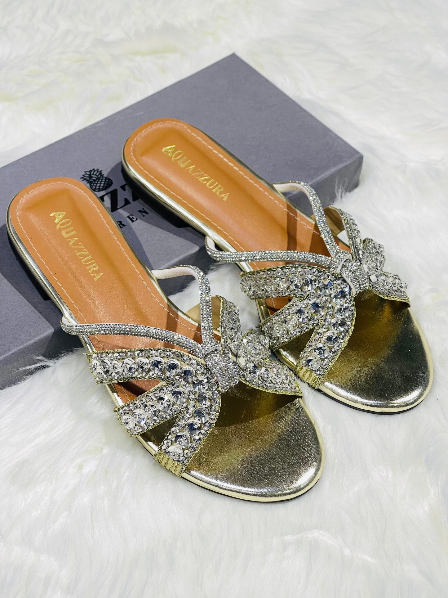 AQUAZZURA EMBROIDERED FLATS