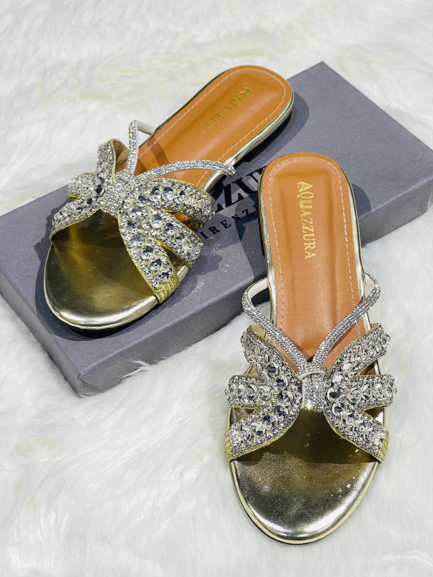 AQUAZZURA EMBROIDERED FLATS