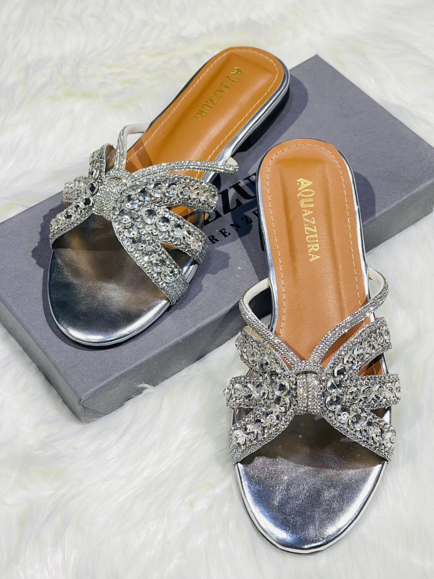 AQUAZZURA EMBROIDERED FLATS