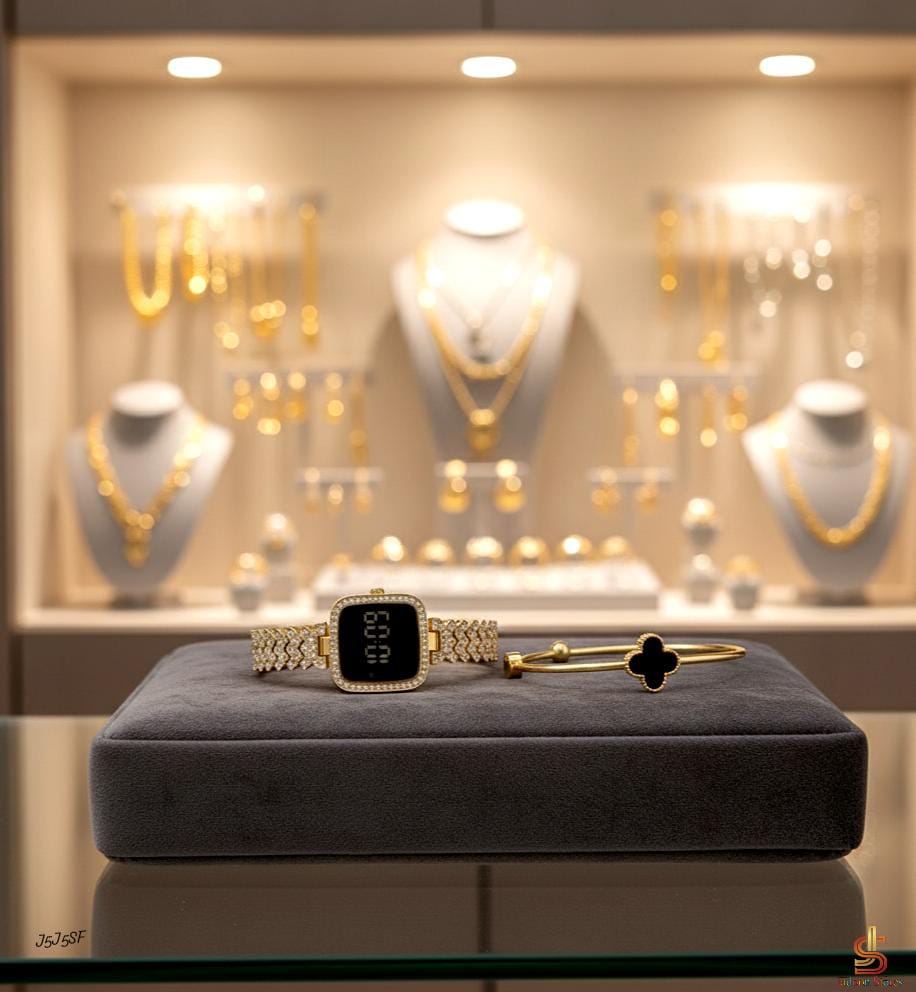 *_💎 Fancy Beautifull 2Pc Deal Watch+Bangel For Her 👰🏼♀👩🏼💼  💎 `Available In Golden Colour`