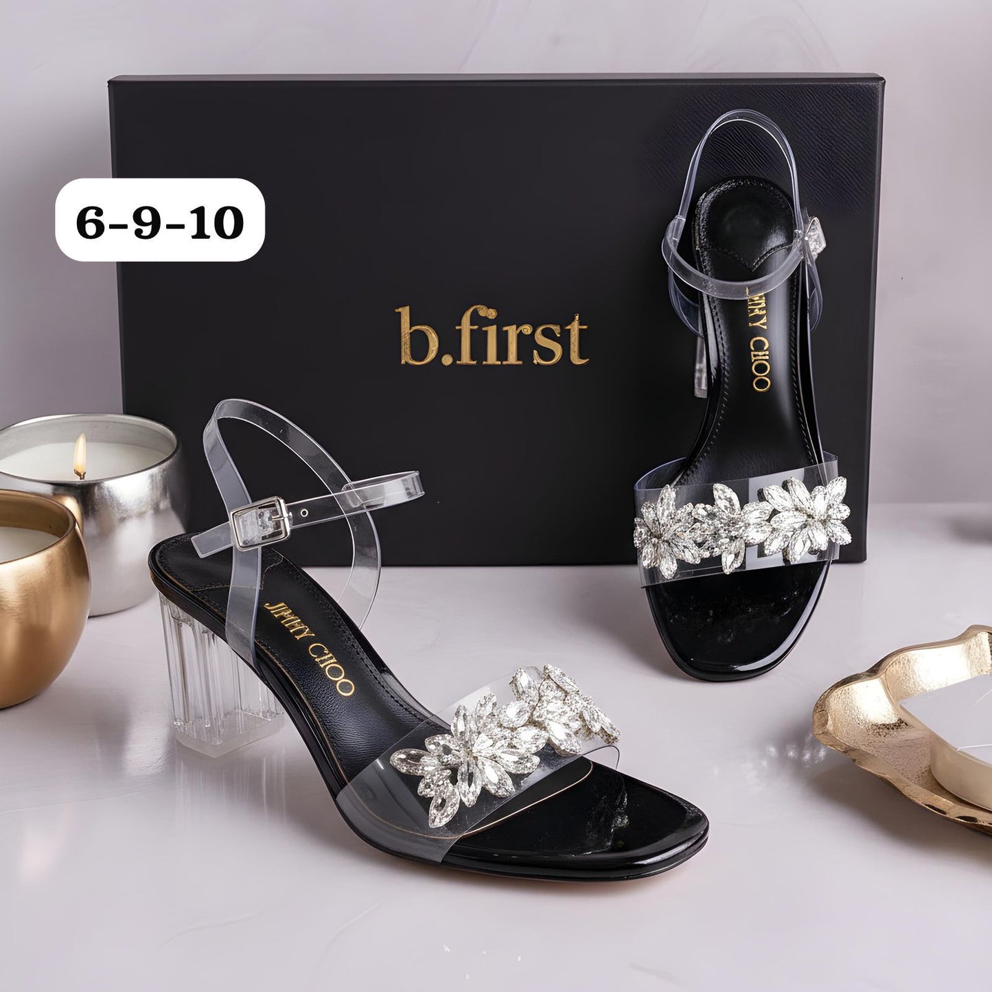 Premium Collection at B First 🎀 Jimmy Choo Fancy Heel For Girls 🎀  Black : 6-9-10   Maroon : 6-9-10-11-12