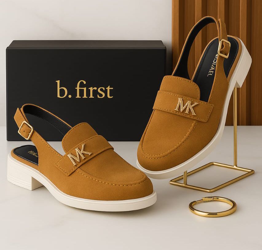 Comfort Heel Shoes 🎀 MK Brand High Quality Shoes For Girls 🎀 Mustard : 6-7-8-9-10-11  Black : 6-7-8-9