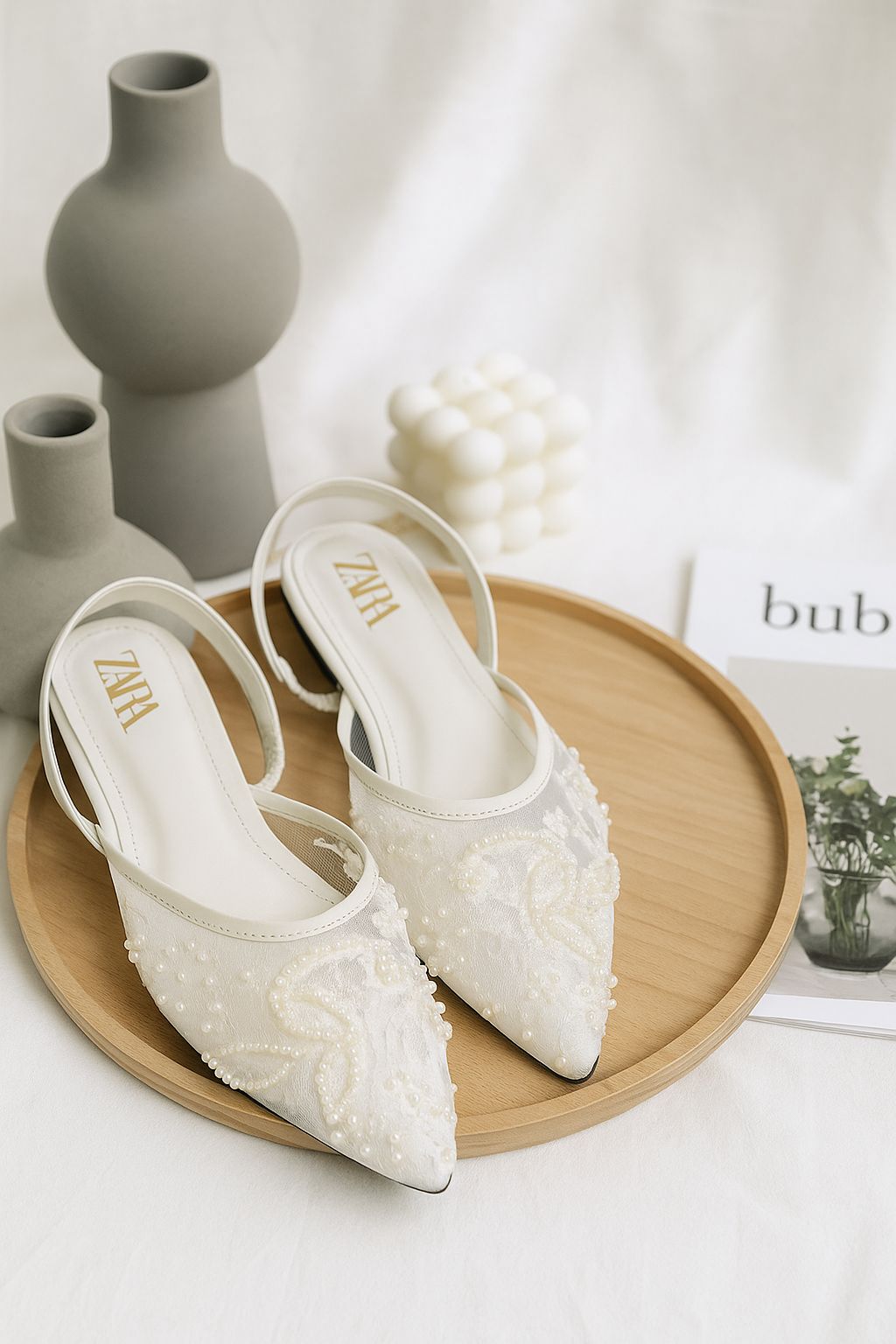 ZARA EMBROIDERED FLAT PUMPS - Women Sandals.