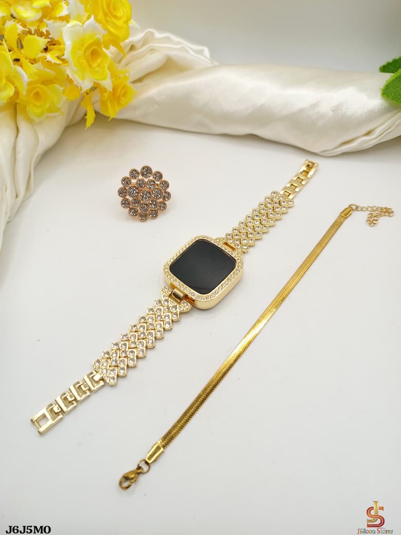 Exclusive Budget Deal🔥🔥  *_💎 Fancy Beautifull 3Pc Deal Watch+Bracelet With Ring For Her 👰🏼♀👩🏼💼_*