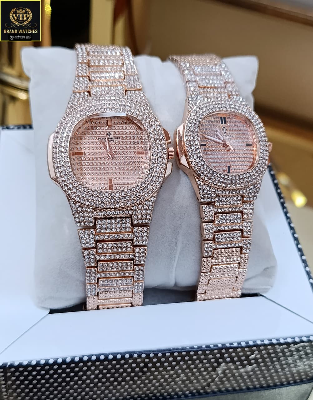 FANCY DIAMONDS STONE COUPLE WATCHES⬅ FULL FANCY DIAMONDS DIAL⬅