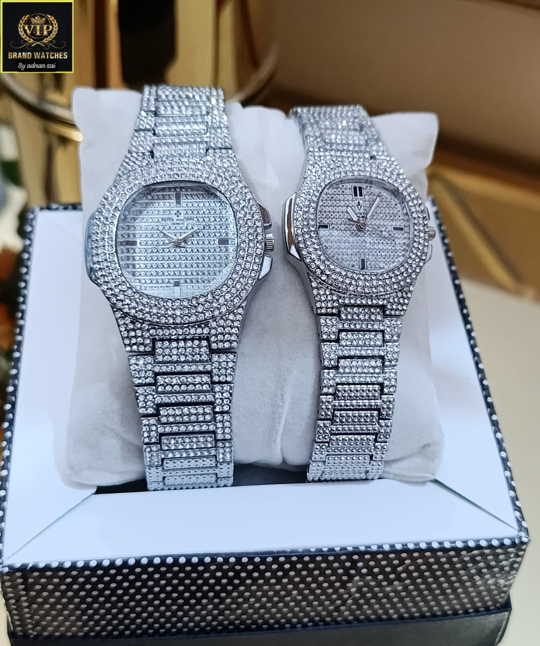 FANCY DIAMONDS STONE COUPLE WATCHES⬅ FULL FANCY DIAMONDS DIAL⬅