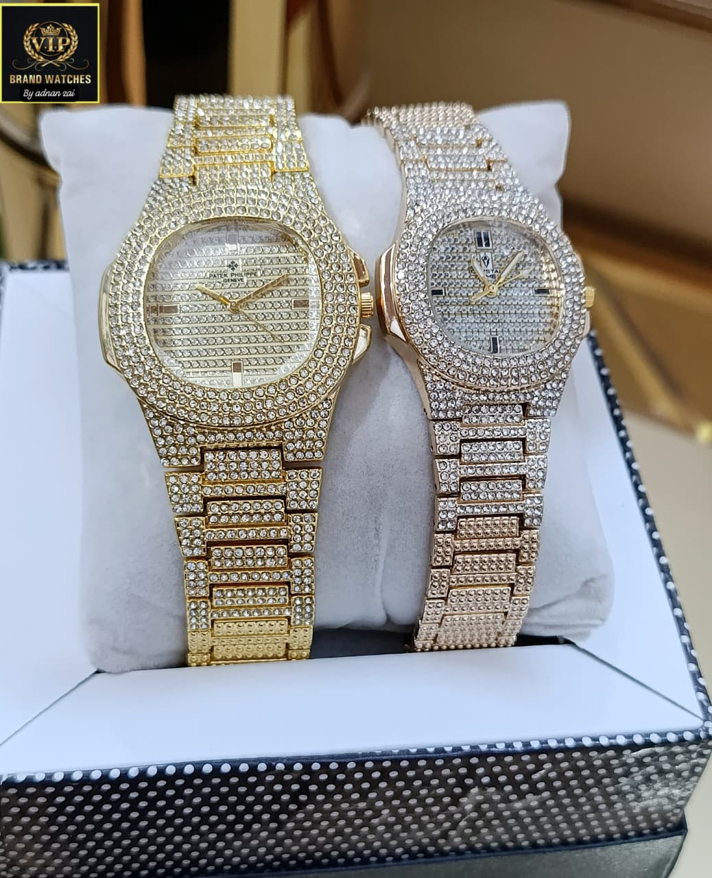 FANCY DIAMONDS STONE COUPLE WATCHES⬅ FULL FANCY DIAMONDS DIAL⬅