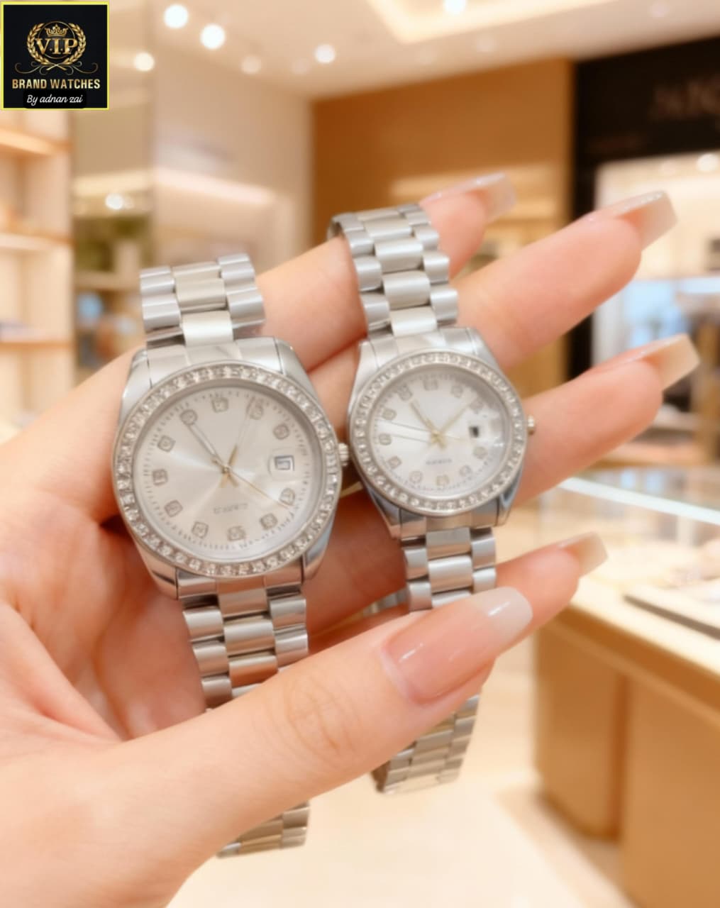 PREMIUM QUALITY DAIMONDS DATE COUPLE WATCHES ⌚ BOTH DATE WORKING✔&nbsp;