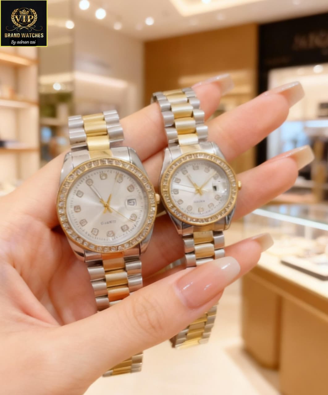 PREMIUM QUALITY DAIMONDS DATE COUPLE WATCHES ⌚ BOTH DATE WORKING✔&nbsp;