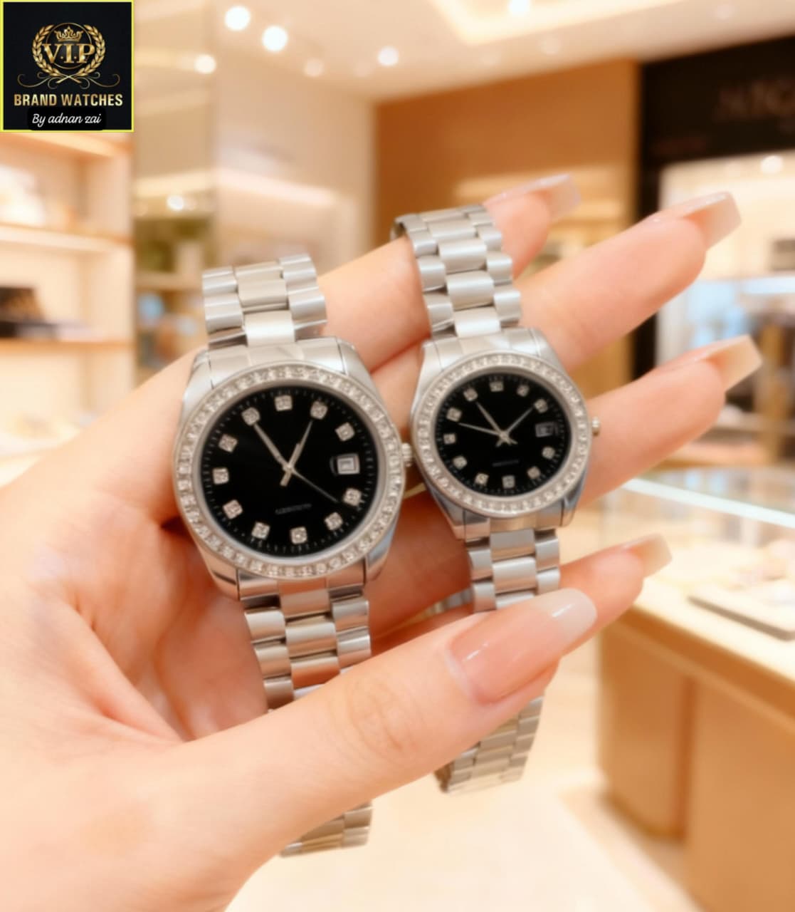 PREMIUM QUALITY DAIMONDS DATE COUPLE WATCHES ⌚ BOTH DATE WORKING✔&nbsp;