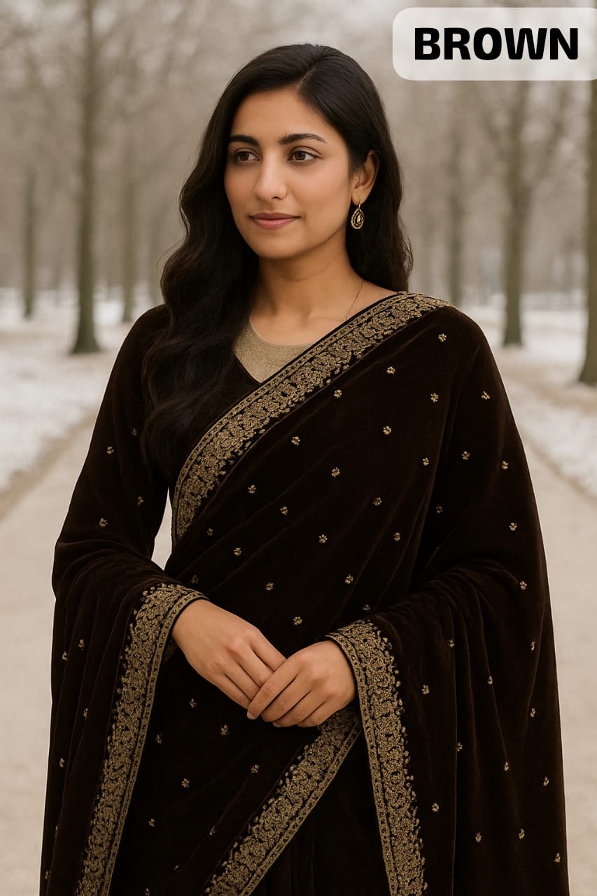 WINTER SHAWLS For Girls. FOUR SIDE BORDER WITH EMBRODIED WORK Original 90 inch Shawl 100% Pure Microvelvet