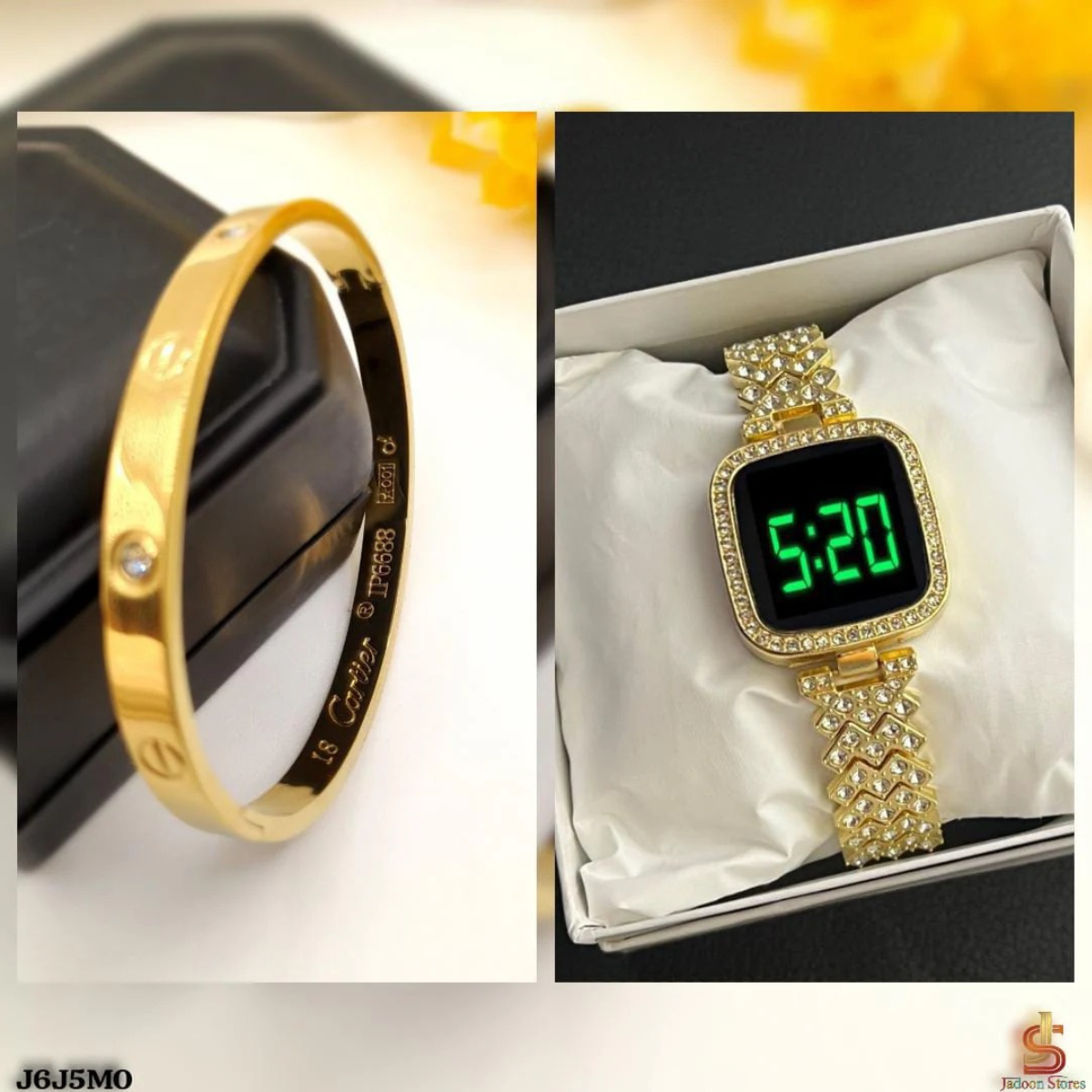 *_💎 Fancy Beautifull Stainless Sleel Cartier Handcuff+Watch 2pc Deal For Her👰🏼♀👩🏼💼_*  💎Premium Quality✅