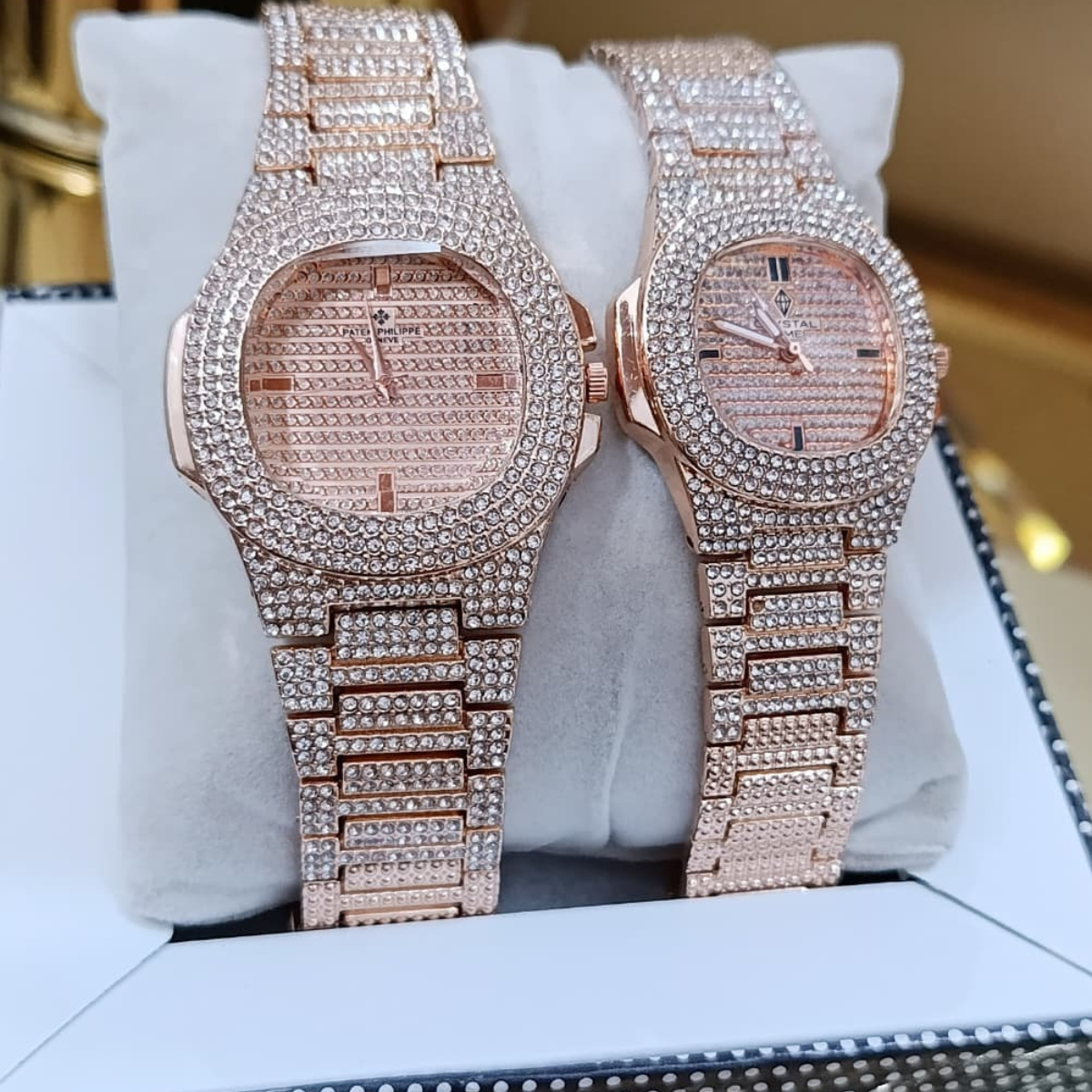 FANCY DIAMONDS STONE COUPLE WATCHES⬅ FULL FANCY DIAMONDS DIAL⬅
