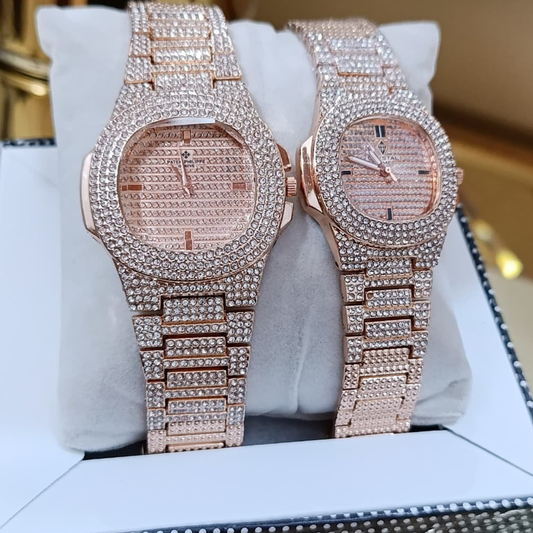 FANCY DIAMONDS STONE COUPLE WATCHES⬅ FULL FANCY DIAMONDS DIAL⬅